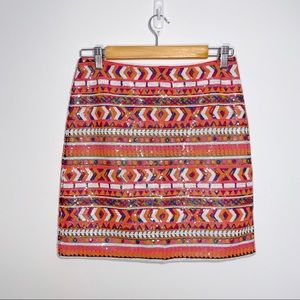 Banana Republic Sequin Skirt Striped Nwt Sz 2 Tribal Aztec Stripe